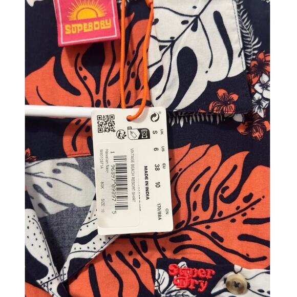 NWT: Superdry - Women's Short Sleeve, Button Up, Beach Resort Shirt (US 6) - Picture 5 of 5